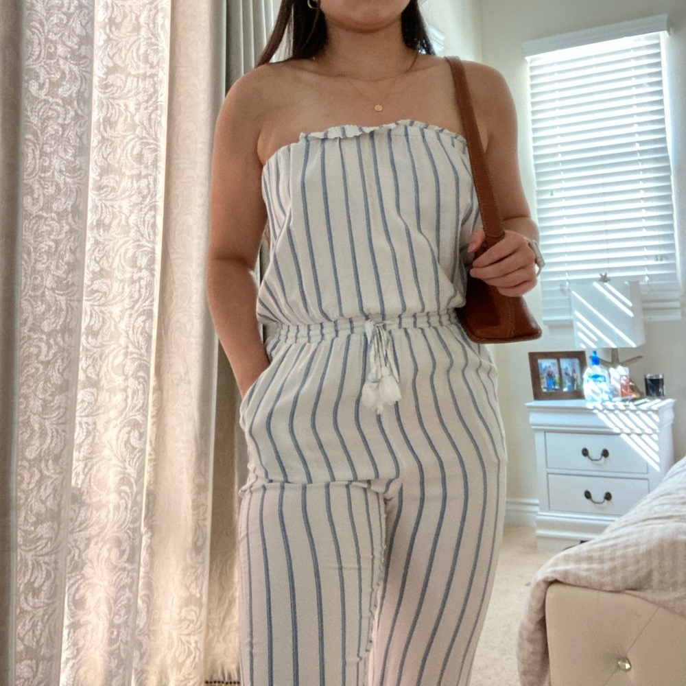 Pinstripe jump suit